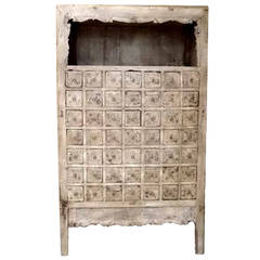 Antique White Crackle Apothecary Chest, 19th Century Chinese