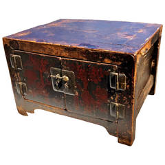 18th Century Chinese Antique Lacquered Treasure Chest or Jewelry Box
