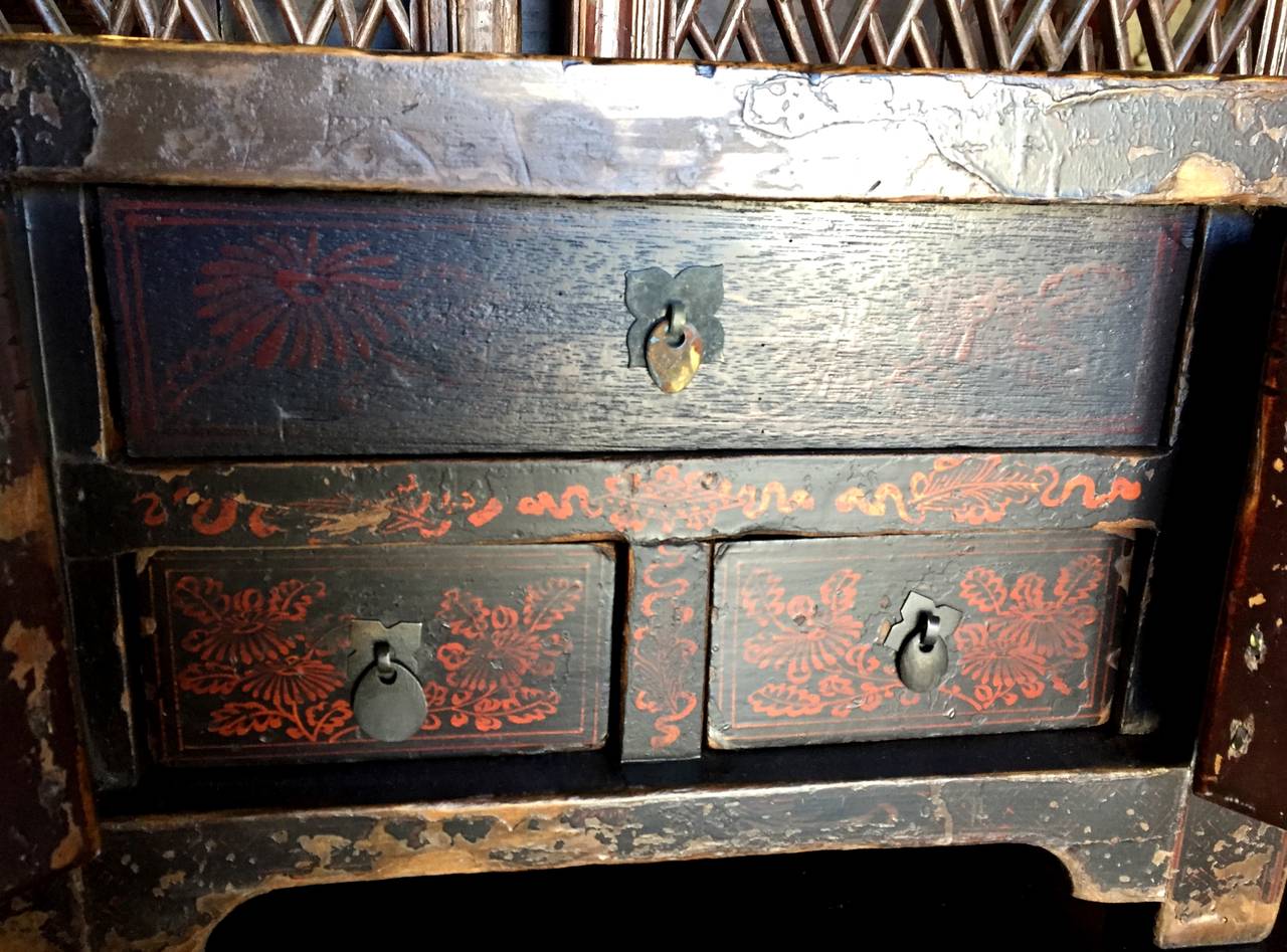 Joinery 18th Century Chinese Antique Lacquered Treasure Chest or Jewelry Box