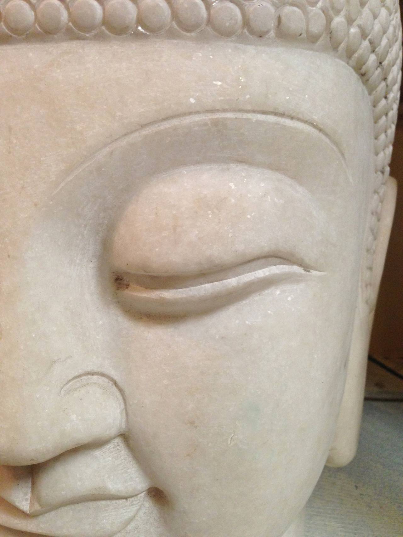 Chinese Giant White Marble Buddha Head