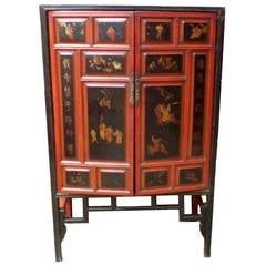 Chinese Antique Painted and Gilded Cabinet, 19th Century