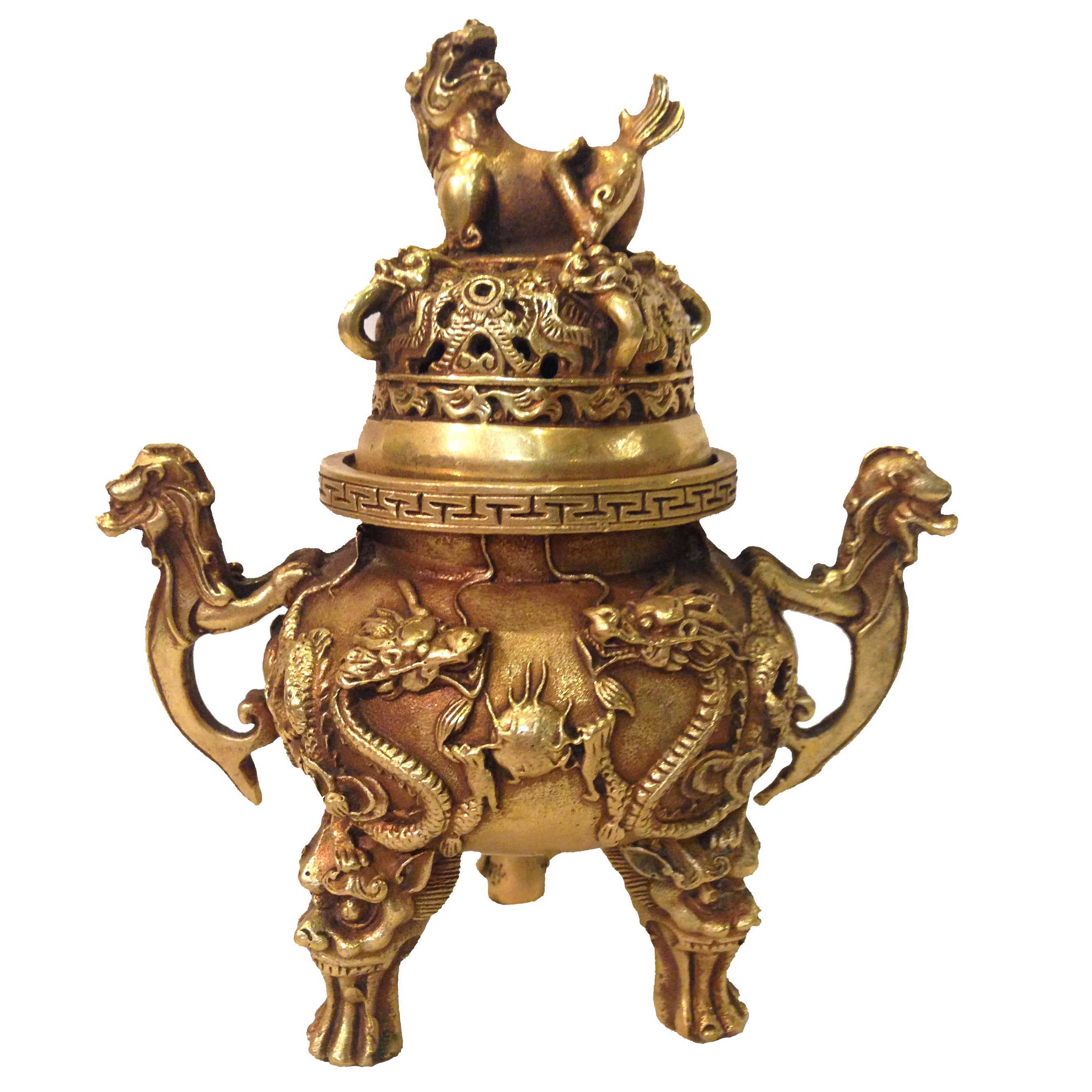 Chinese Brass Incense Burner For Sale on 1stDibs