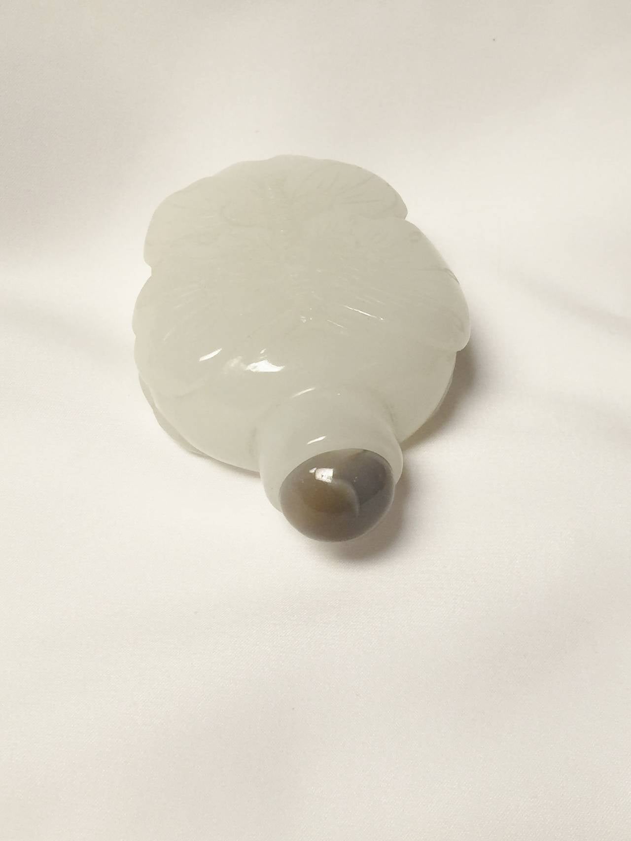 20th Century White Jade Snuff Bottle, He Tian Region For Sale