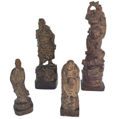 Vintage Group of Agarwood (Oud) Statues