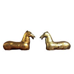 Pair of Chinese Han Iron Horse Busts