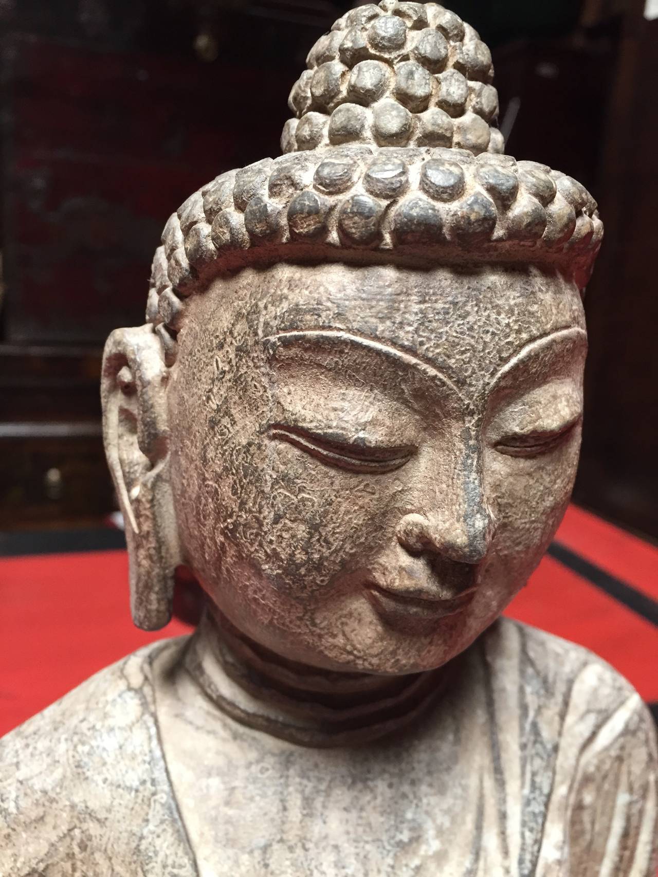 Carved Stone Buddha In Excellent Condition In SOMIS, CA