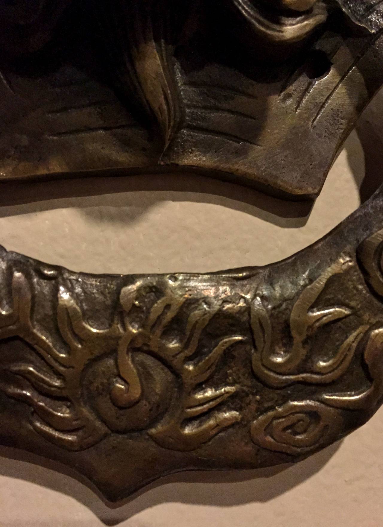 20th Century Pair of Brass Dragon Chinese Door Knockers or Towel Rings
