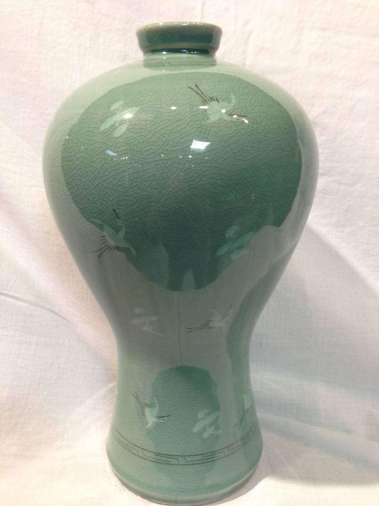Set of 3 Korean Celadon Vases, Signed