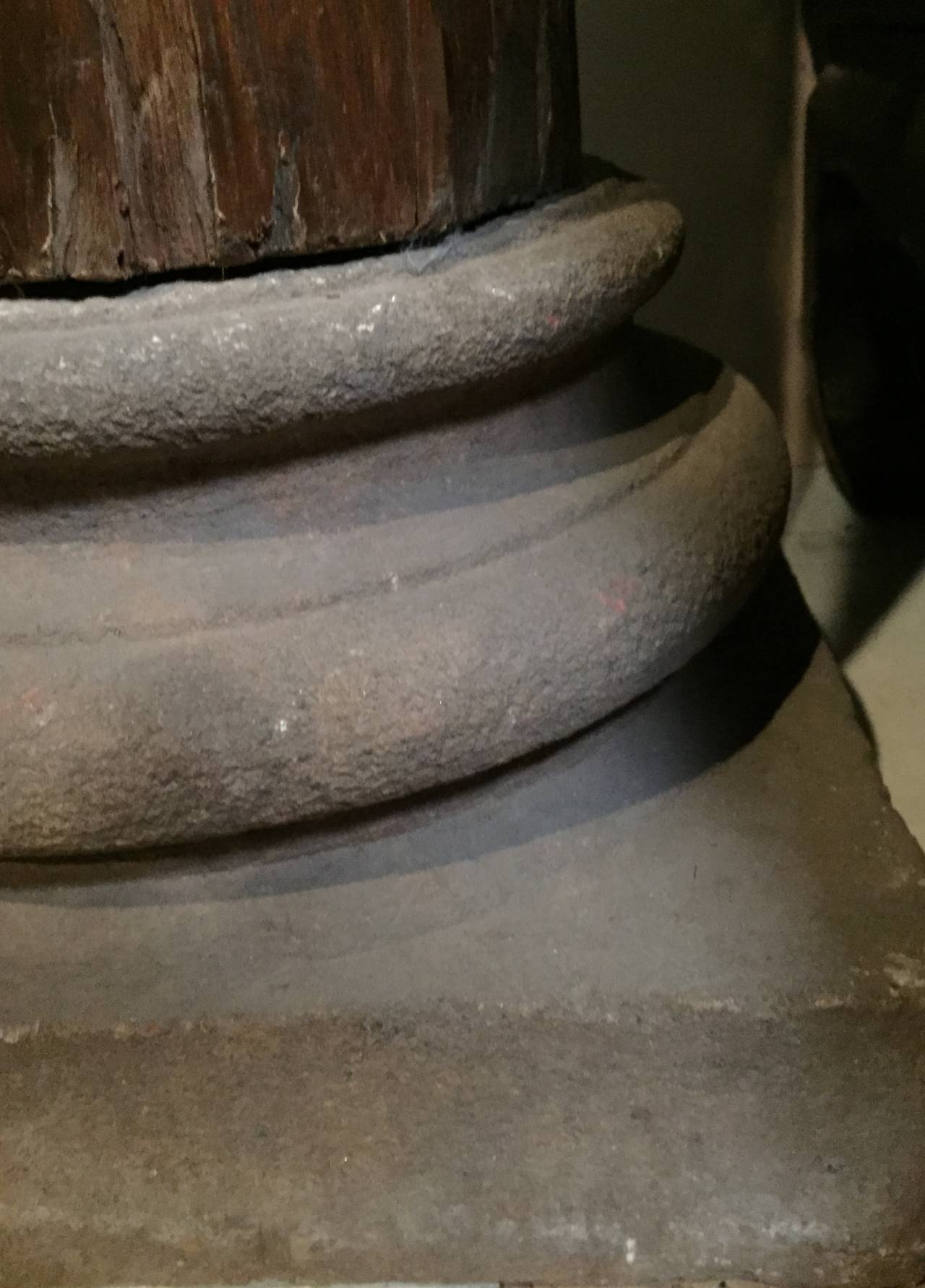 Monumental Antique East Indian Teak Column on Granite Base For Sale 4