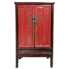 Antique Red Lacquered Princess Armoire