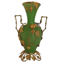 19th Century French Opaline Vase with Ormolu Mounts.