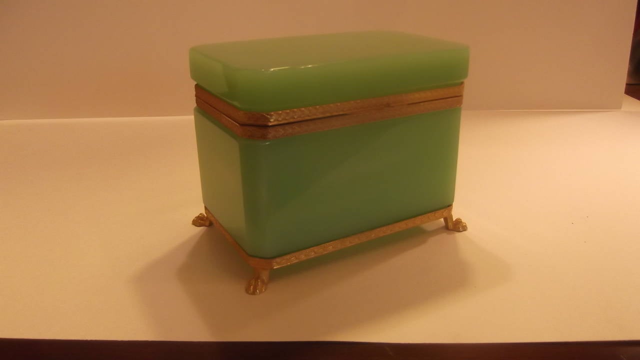 French Opaline and Ormolu Mounted Footed Table Box 2