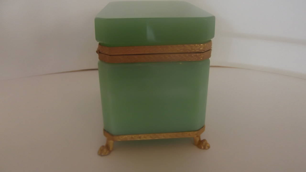 French Opaline and Ormolu Mounted Footed Table Box 1