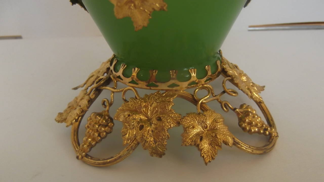 19th Century French Opaline Vase with Ormolu Mounts. In Good Condition In Lambertville, NJ