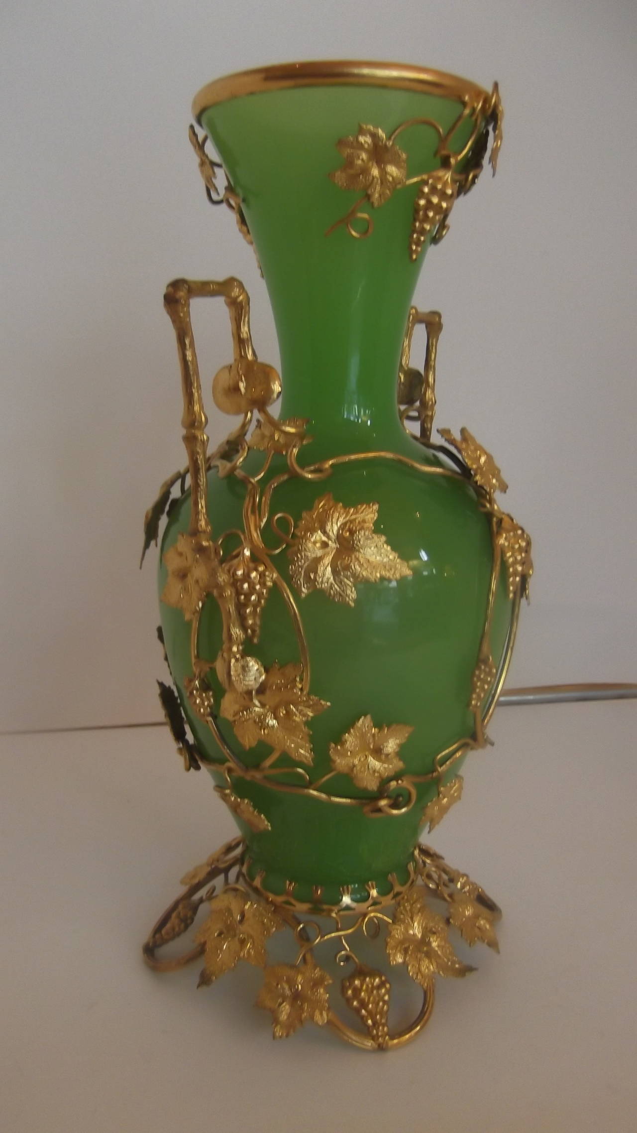 Opaline Glass 19th Century French Opaline Vase with Ormolu Mounts.