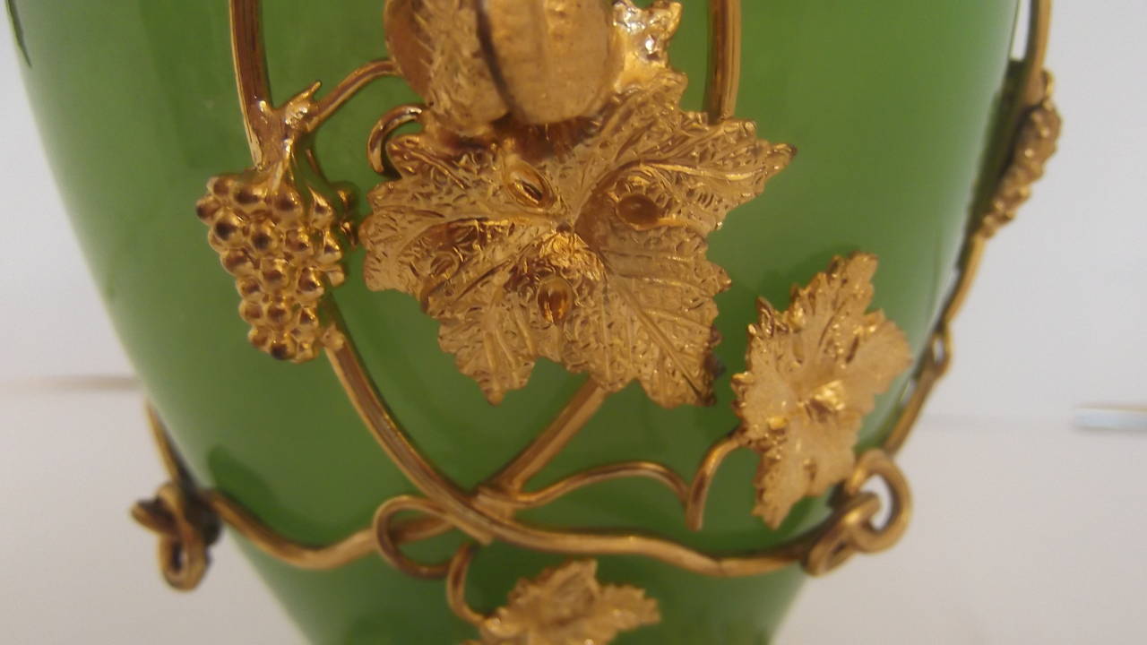 19th Century French Opaline Vase with Ormolu Mounts. 4