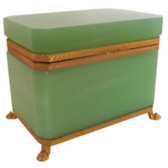 French Opaline and Ormolu Mounted Footed Table Box