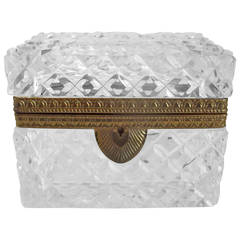 Large French Dimond Cut-Glass Hinged Table Box