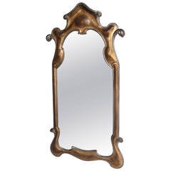 Carved Italian silver and Gold Giltwood Mirror