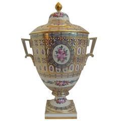 Hand-Painted Dresden Porcelain Covered Urn