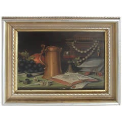19th Century Oil on Board Trumpe-l'oeil Still Life