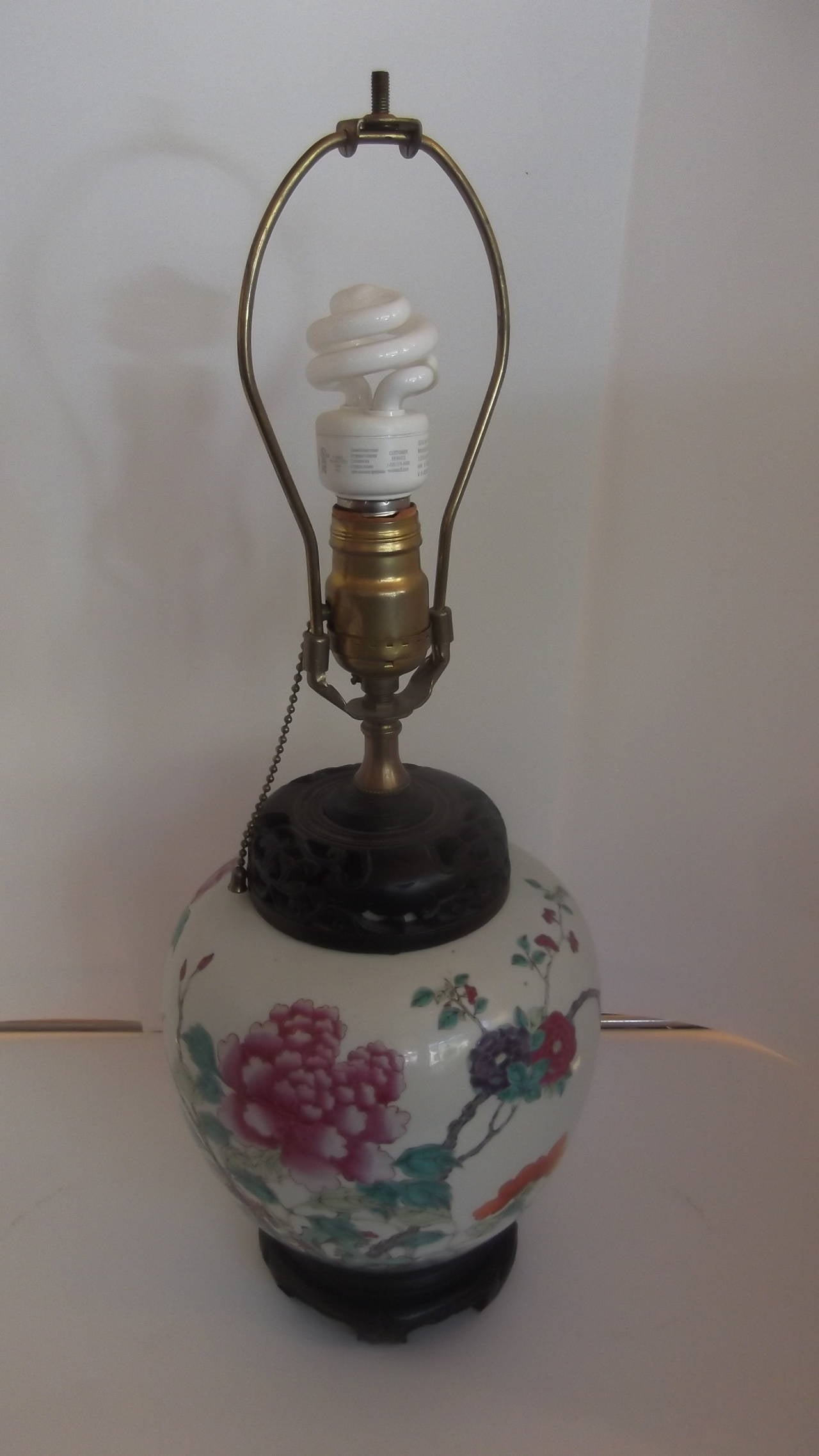 Mid-19th Century Chinese Export Lamp with Silk Shade 1