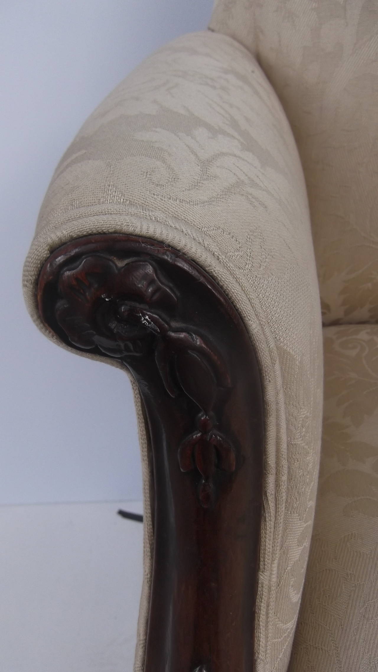 Beautiful Georgian Style English Hand Carved Library Armchair, 19th Century 2