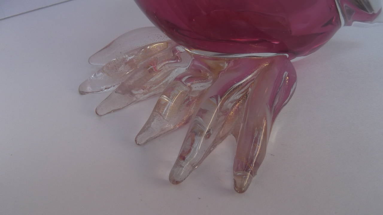 20th Century Pair of Magenta Murano Sommerso Glass Geese by Alfredo Barbini, 1960