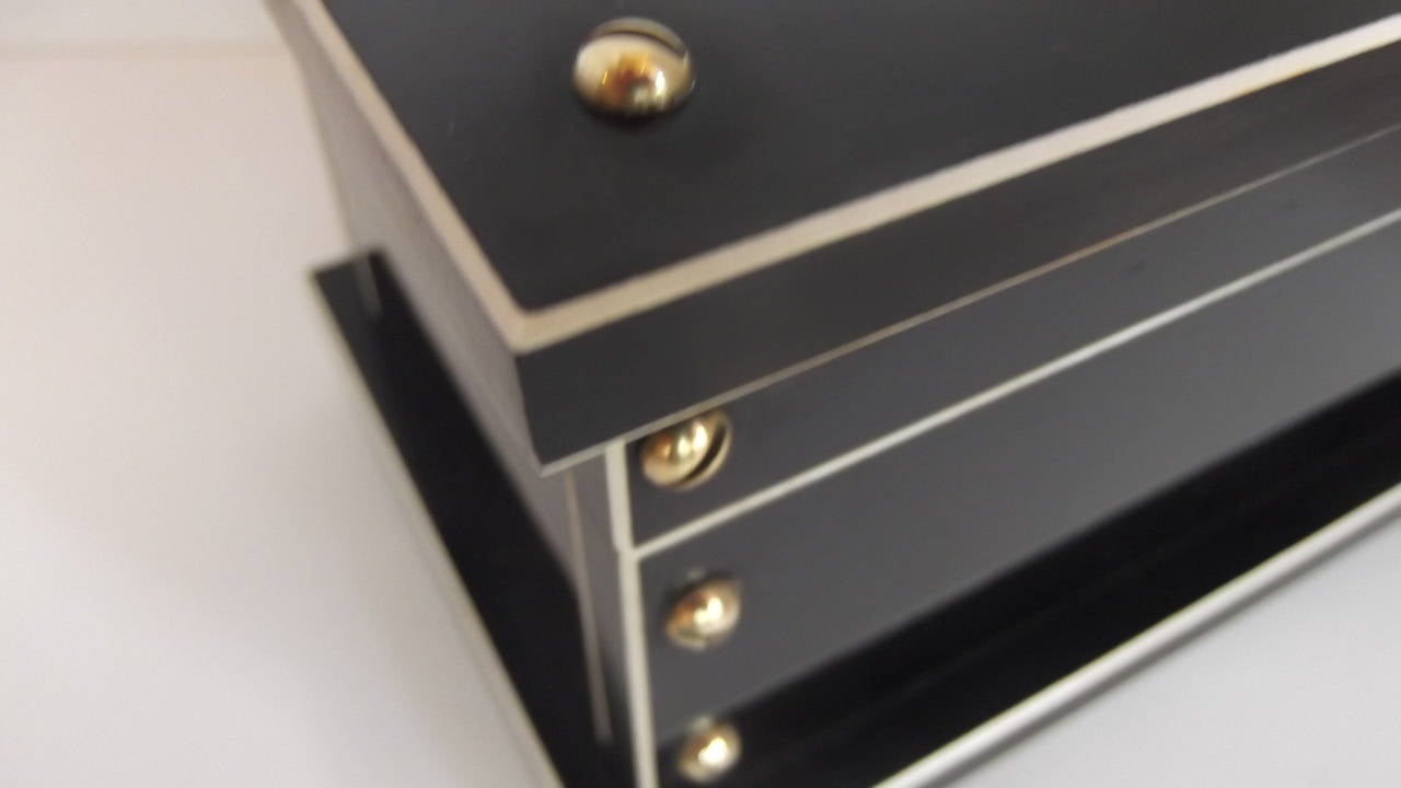 French Art Deco Asian Style Ebony Table or Jewelry Box