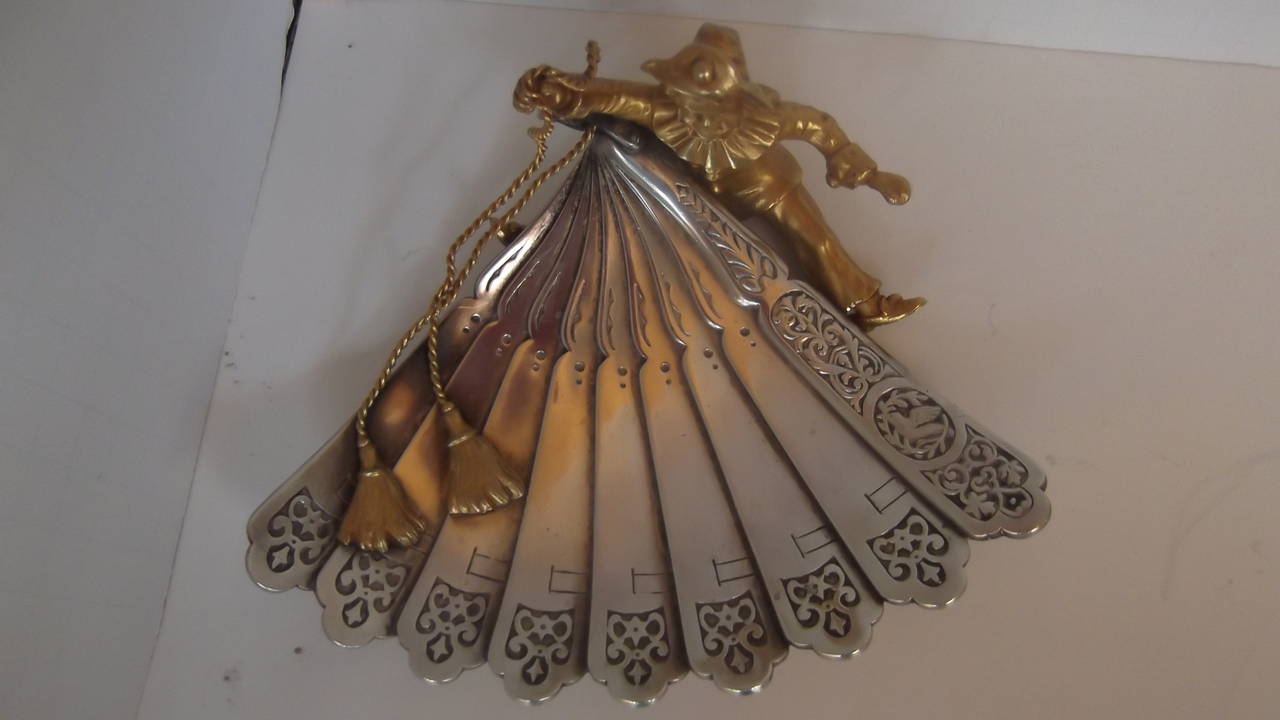 Whimsical English Calling Card Tray, Silver and Gilt Bronze