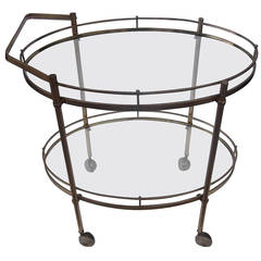 Retro Oval Midcentury Gallery Edge Beverage Cart