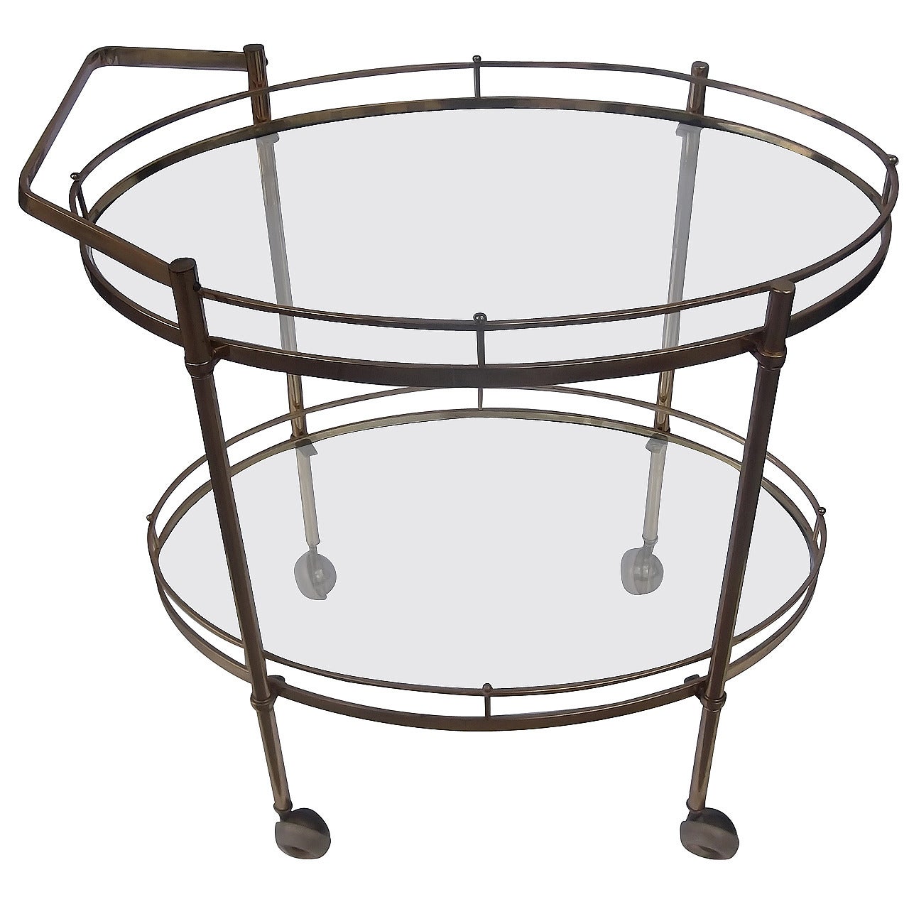 Oval Midcentury Gallery Edge Beverage Cart