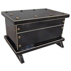French Art Deco Asian Style Ebony Table or Jewelry Box