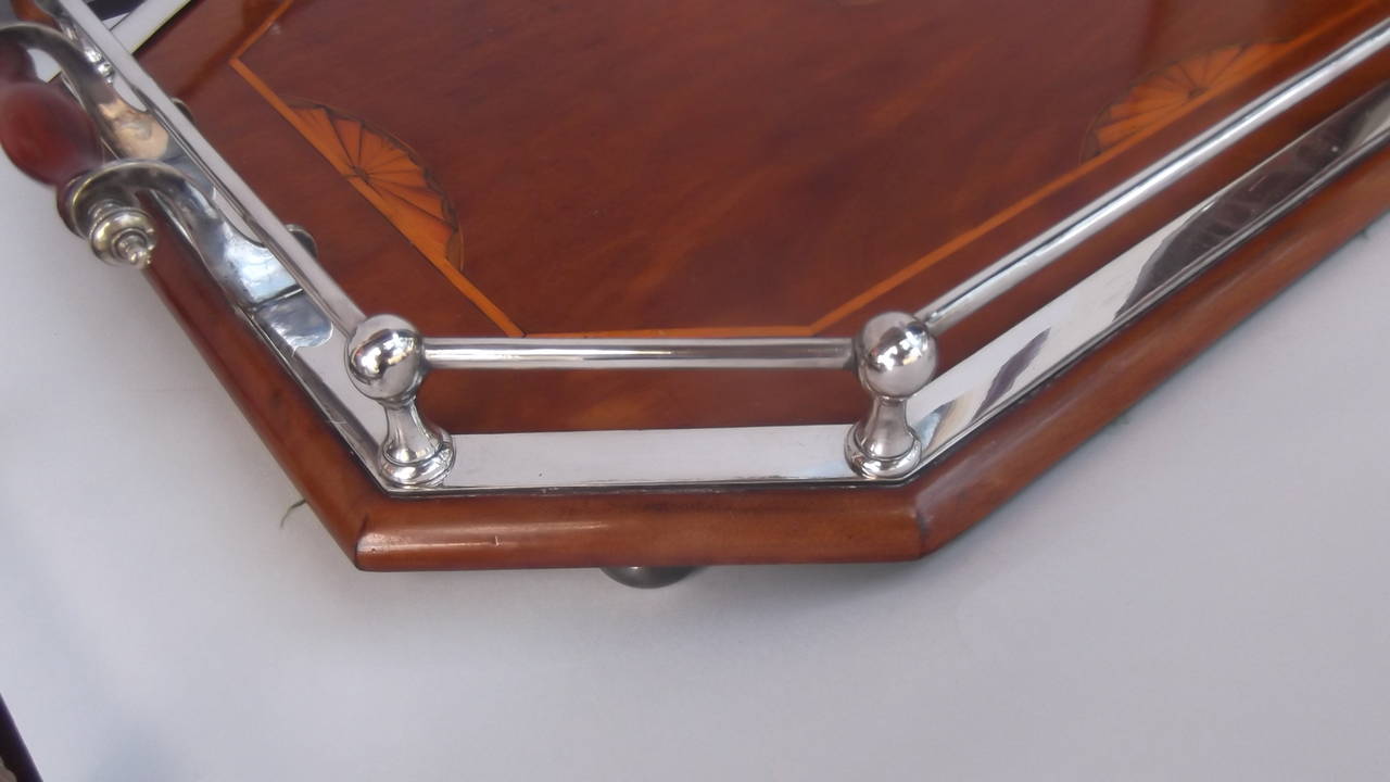 19th Century Mahogany Inlaid Gallery Tray
