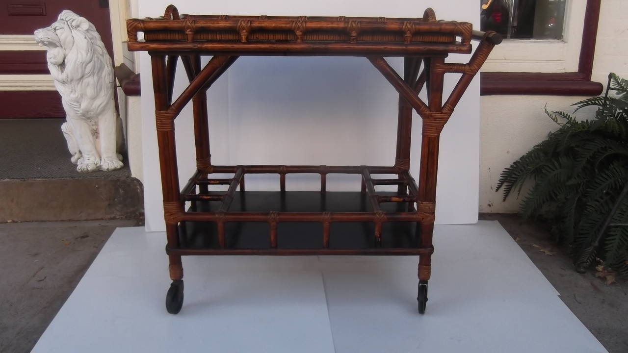 Rattan Beverage Bar Cart by Ficks Reed