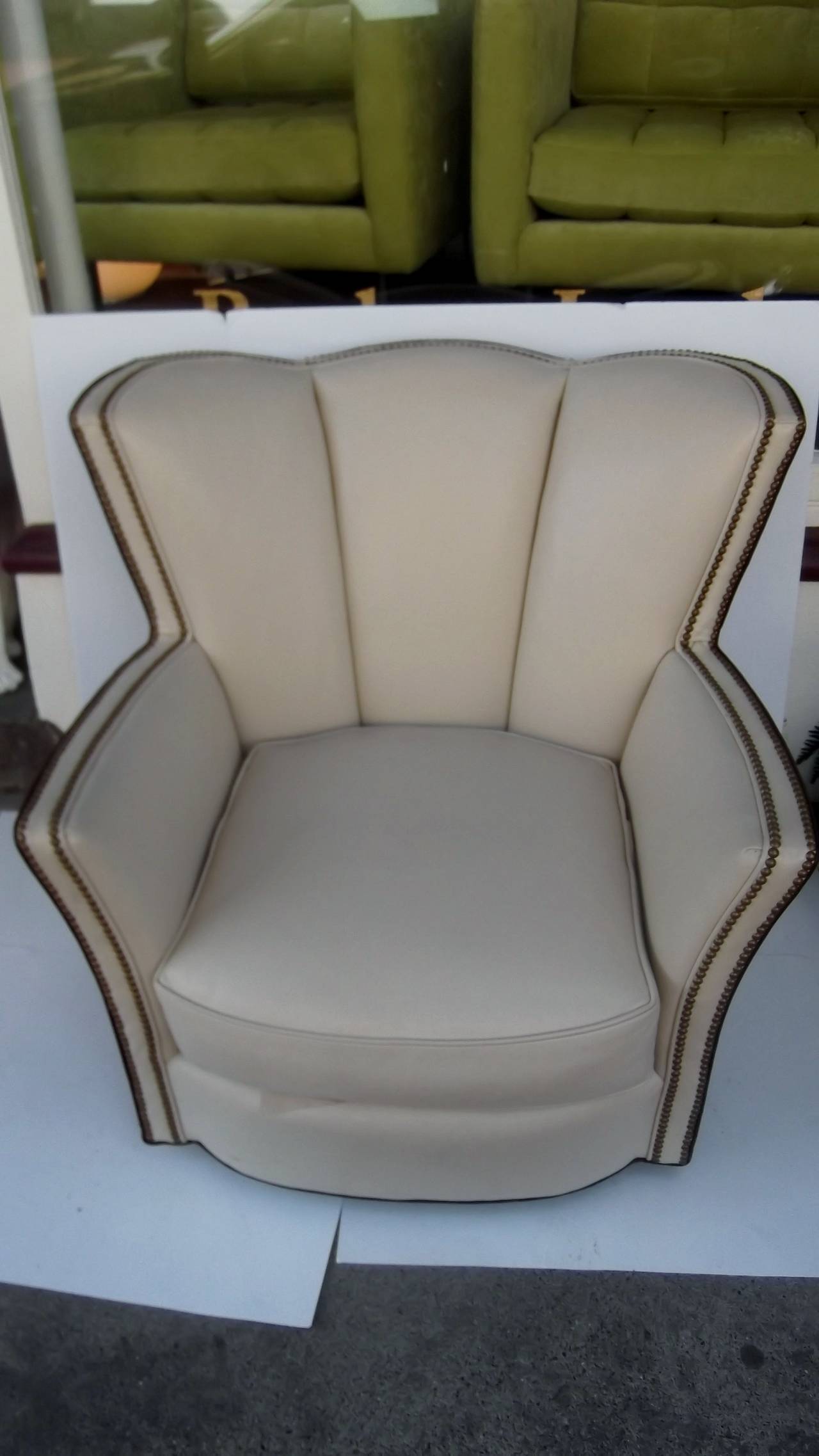 Pair of Art Deco Style Two-Tone Leather Tulip Chairs 2