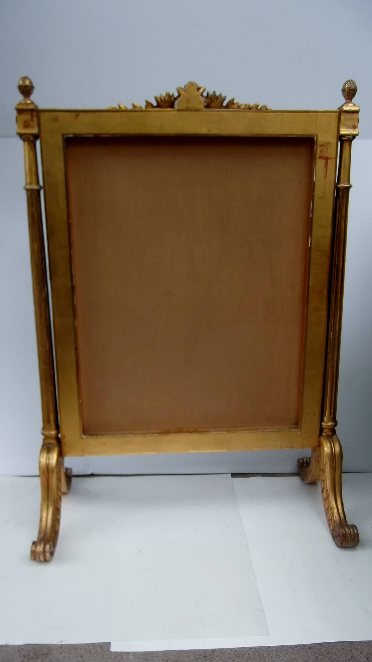 Gilt French gilt wood and needlpoint fire screen