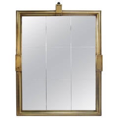 Italian-Made Giltwood Midcentury Panel Engraved Mirror