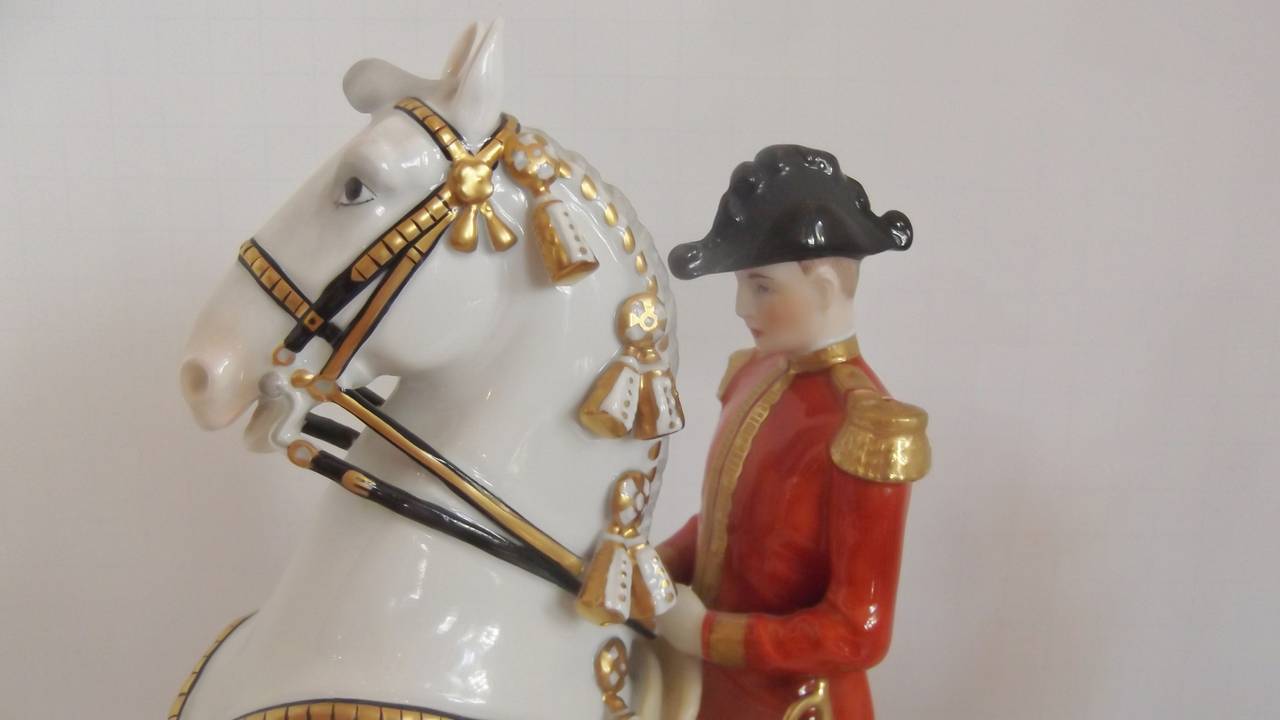 Hand-Painted Vienna Augarten Lippizzaner Horse Spanish Riding School Figurines in Porcelain