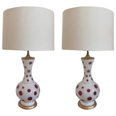 Pair of Mid-Century Bohemian Glass Lamps