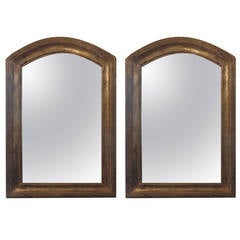 Pair of Giltwood Arched Top Mirrors