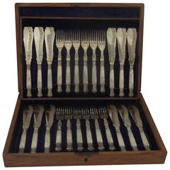 19th Century Engraved Silver Plate Fish Service for 12 8