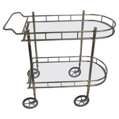 Retro Polished Brass Gallery Edge Tea or Bar Cart