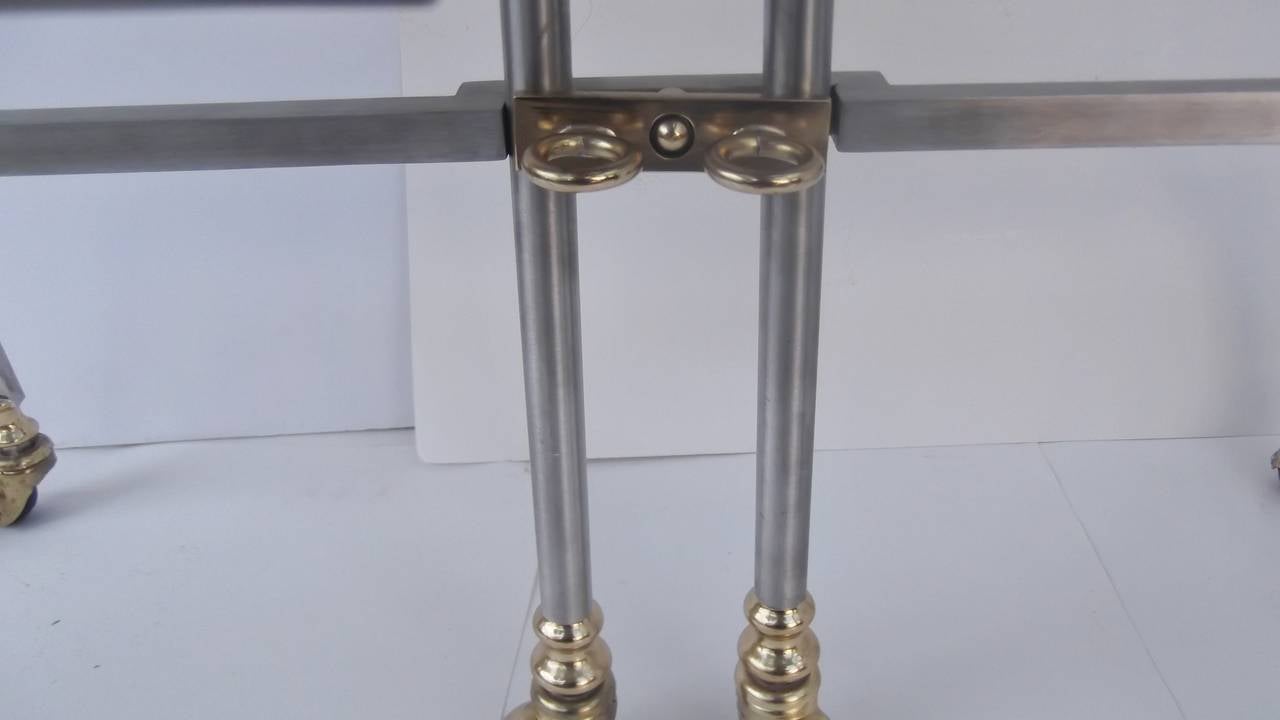 Adjustable Brass and Brushed Steel Bar Cart 1