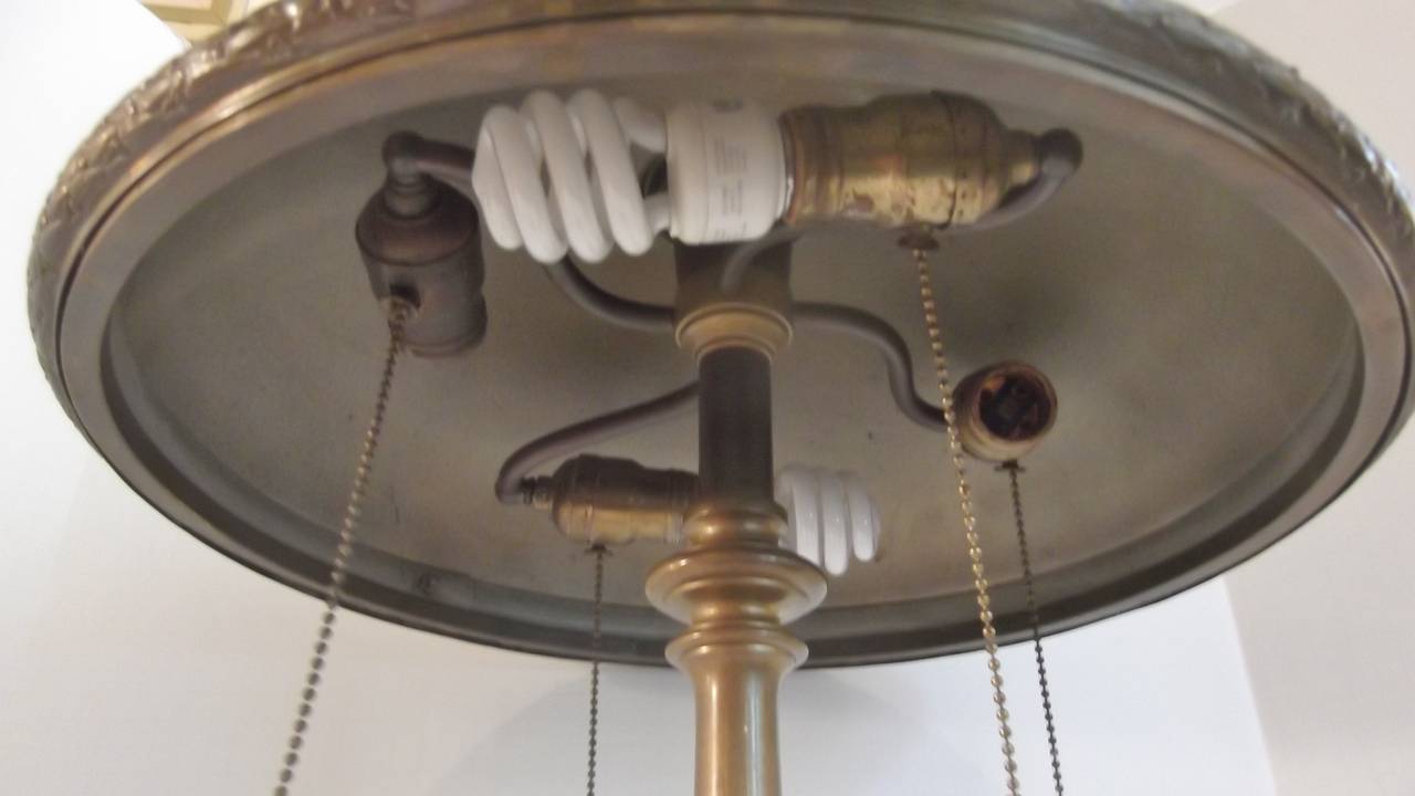American Solid Brass Table Lamp, circa 1900-1910