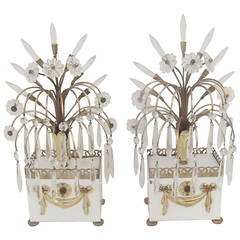 Retro Pair of Decorator Cystal Mid Century Buffet Lamps