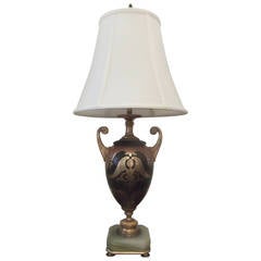 Antique Urn Table Lamp with Onyx Base