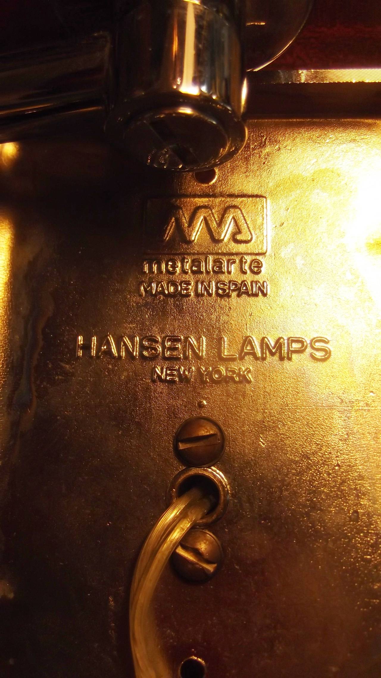 Mid-Century Modern Pair of Brass Mid Century Hansen Swing Arm Wall-Mounted Lamps