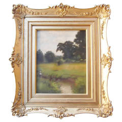 English Oil on Canvas, Aritst Signed in Original Frame