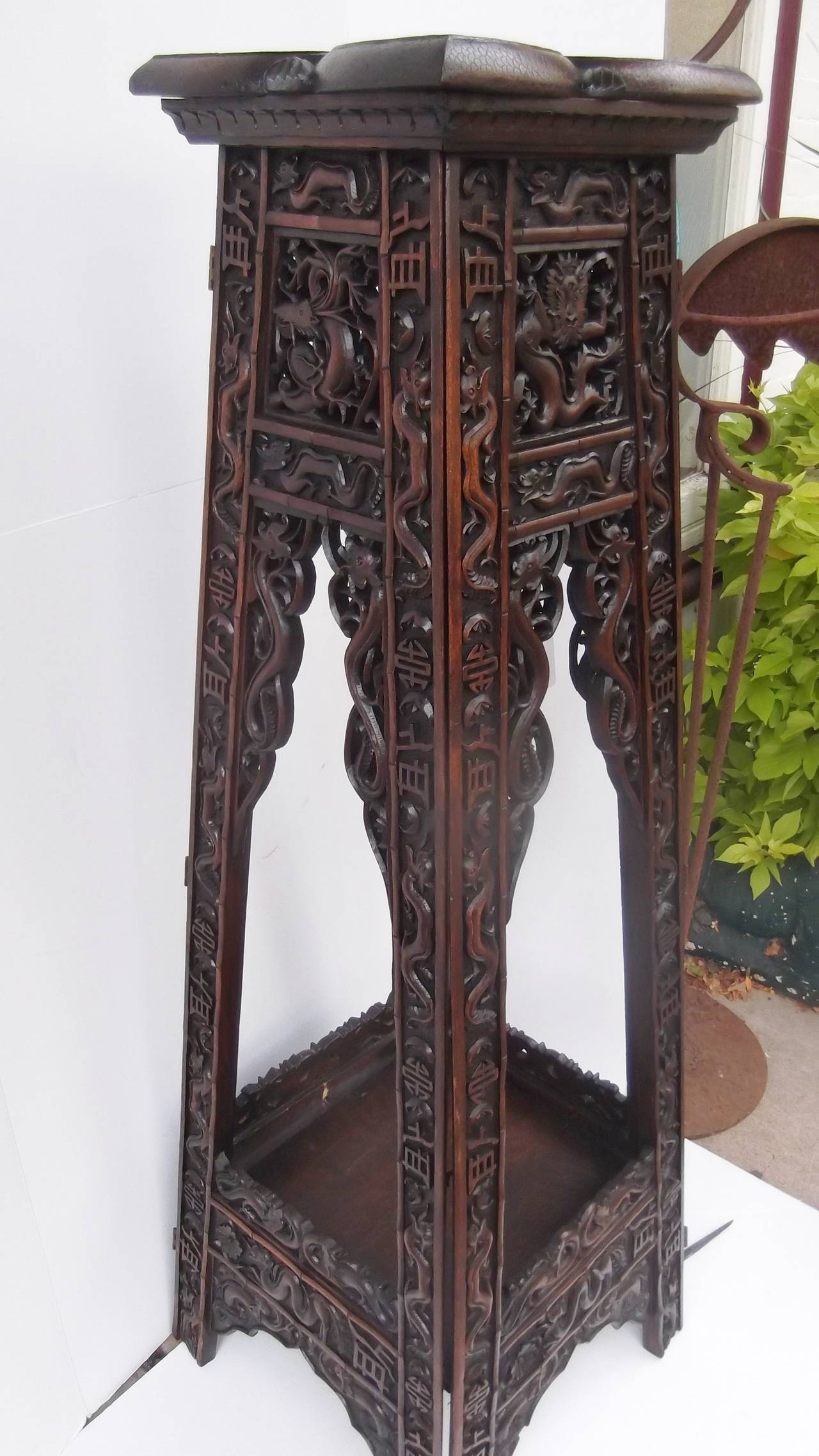 Intricately Carved Chinese 19th Century Pedestal at 1stDibs